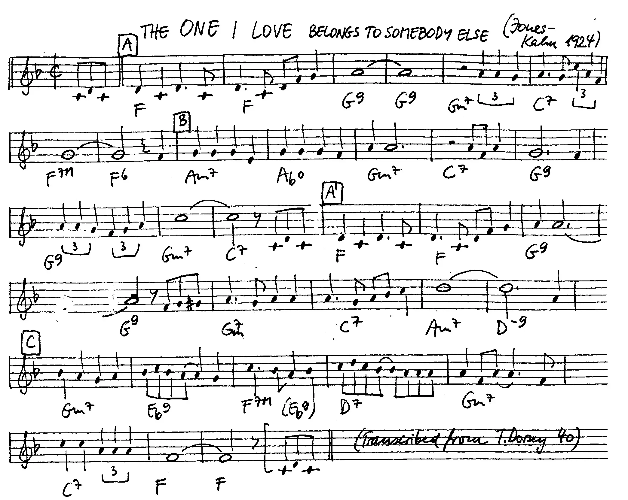 the one i love free jazz leadsheet - Courtesy of the Jungle Jazz Band